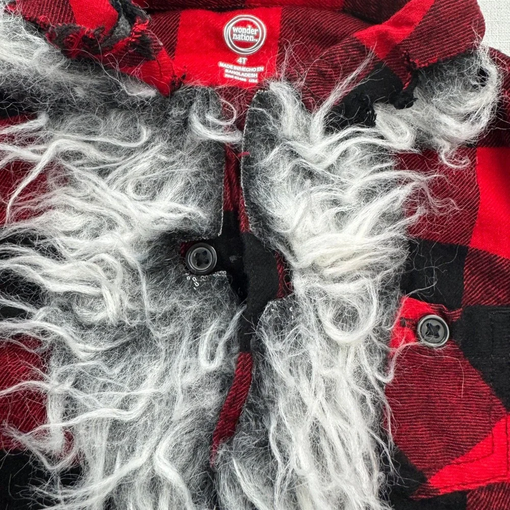 Wonder Nation Cat & Jack Werewolf Costume Kids 4T 2T Red Plaid Faux Fur Wolf Set